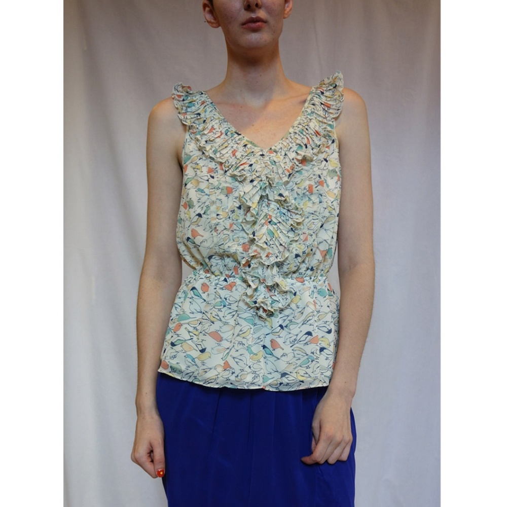 Bird print peplum top